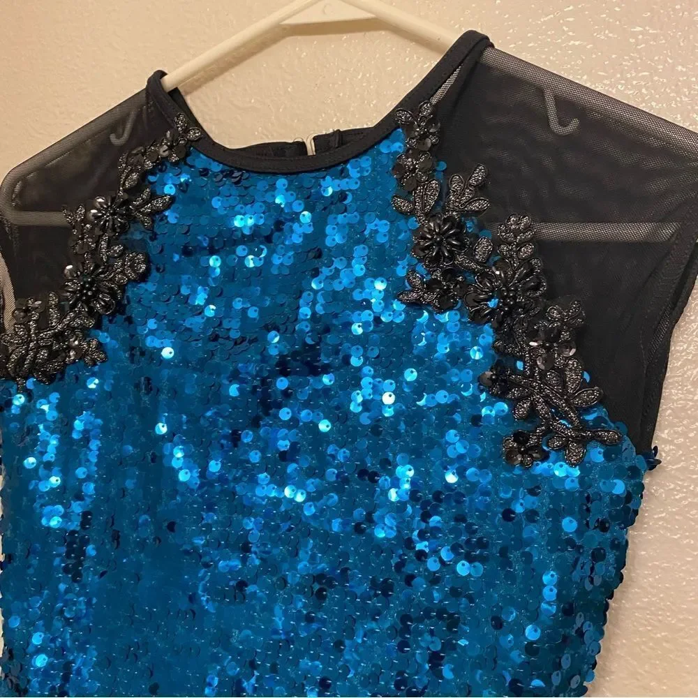 WEISSMAN Dance Costume jazz Aqua blue teal Stand Down 12832 Child LC